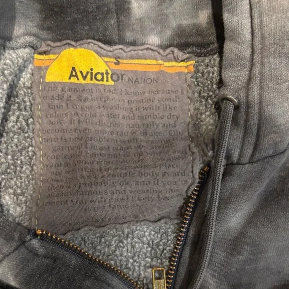 Aviator Nation Charcoal Tie-Dye Hoodie with Pink Lightning - Picture 2 of 4